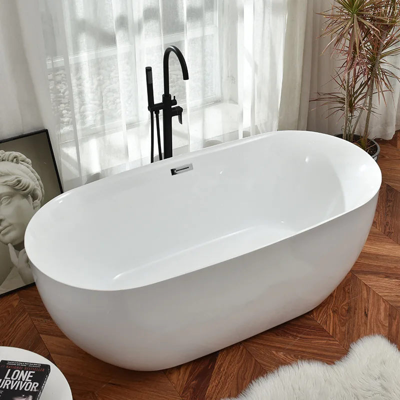 Acrylic household small apartment bathtub constant temperature thin edge bathtub independent movable seamless integrated princes