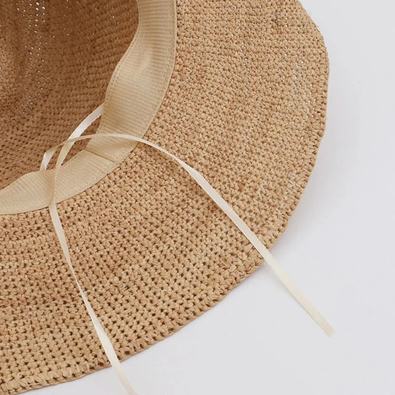 Hot Sale Natural Raffia Straw For Women Width Brim Outing Beach Sunshade Panama Bucket Summer Cowboy Glacier Sun Hat_senzul.com