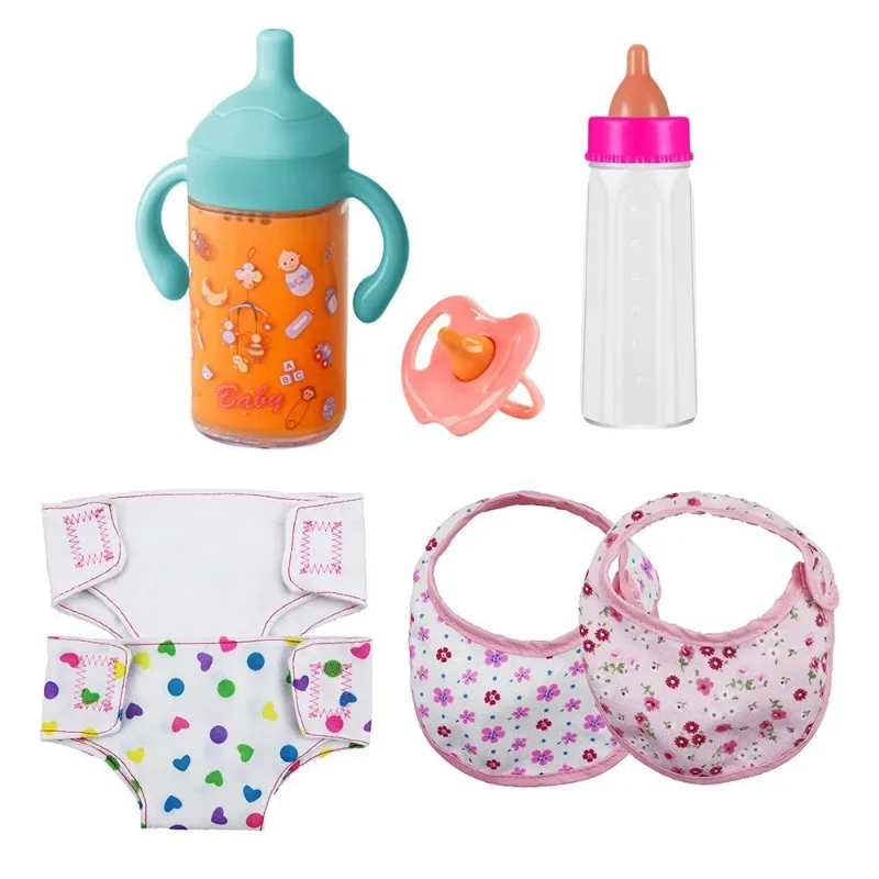 Doll accessories Baby Doll Feeding Bottle Set Baby Care Toy Stroller Milk And Juice Bottles With Toy Pacifier For Baby Dolls - 2