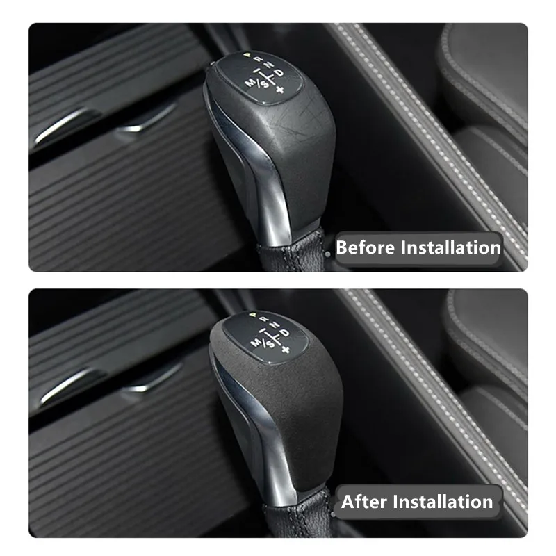 Wildleder Leder Auto Schaltknauf Schutzhülle Auto Getriebe Griff Kopf Für BMW X1 1 2 Serie 15-19 auto Innen Zubehör – Detail 3
