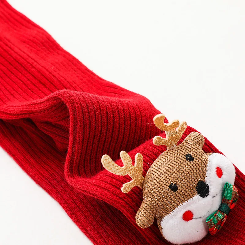 Festive Kids Cartoon Christmas Tights – Soft Cotton Red Leggings for Toddlers and Children