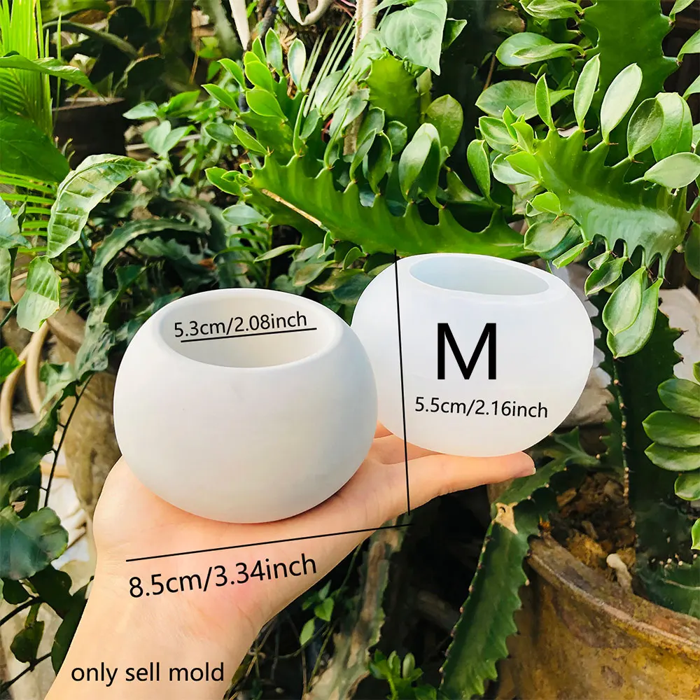 Description Picture 4 of itemSpherical Flowerpot Silicone Mold Scallop Pattern Cement Candle Cup Mold Concrete Succulents Planters Molds