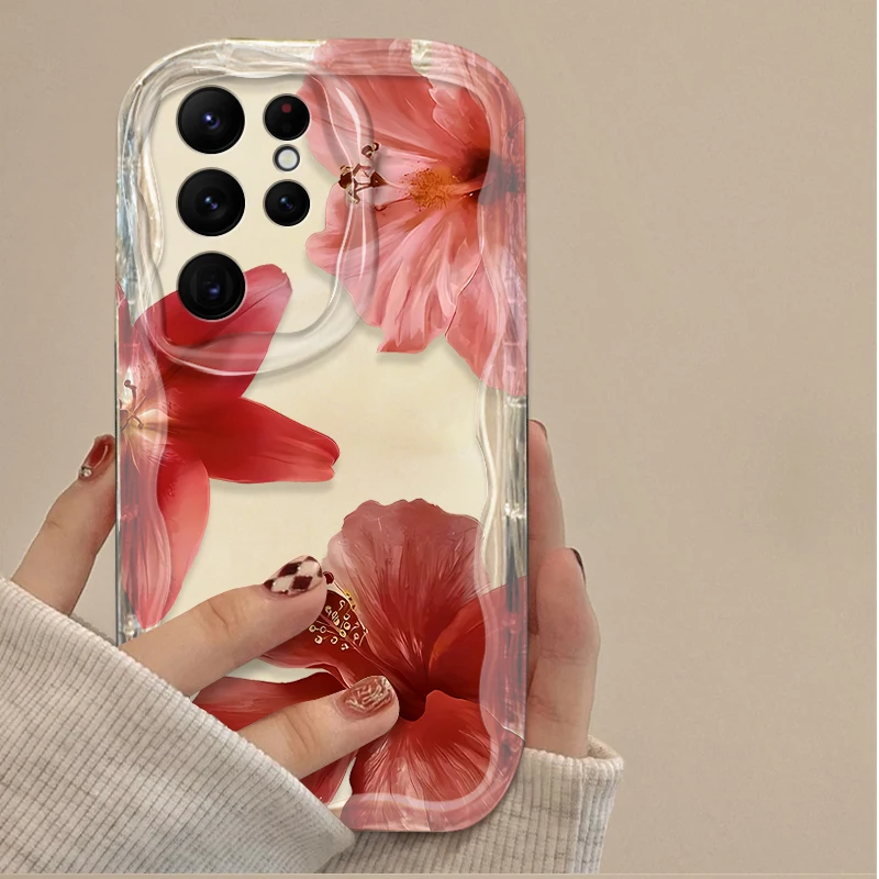 Realistic Red Sakura Clear Phone Case