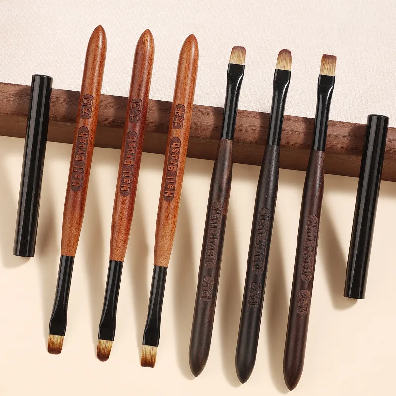 1PC Acrylic Nail Brush Pen for Powder Manicure Round Wood Handle Gel Builder Brushes Tools 5