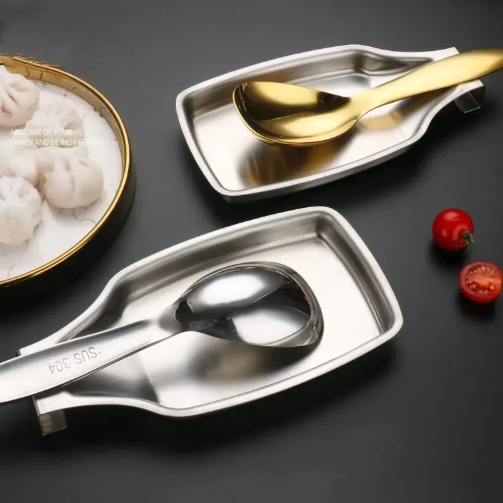 Description Picture 2 of itemDurable Stainless Steel Spoon Put Tray Cooking Tool Multifunction Spoon Rest Heavy Duty Kitchen Spoon Holder
