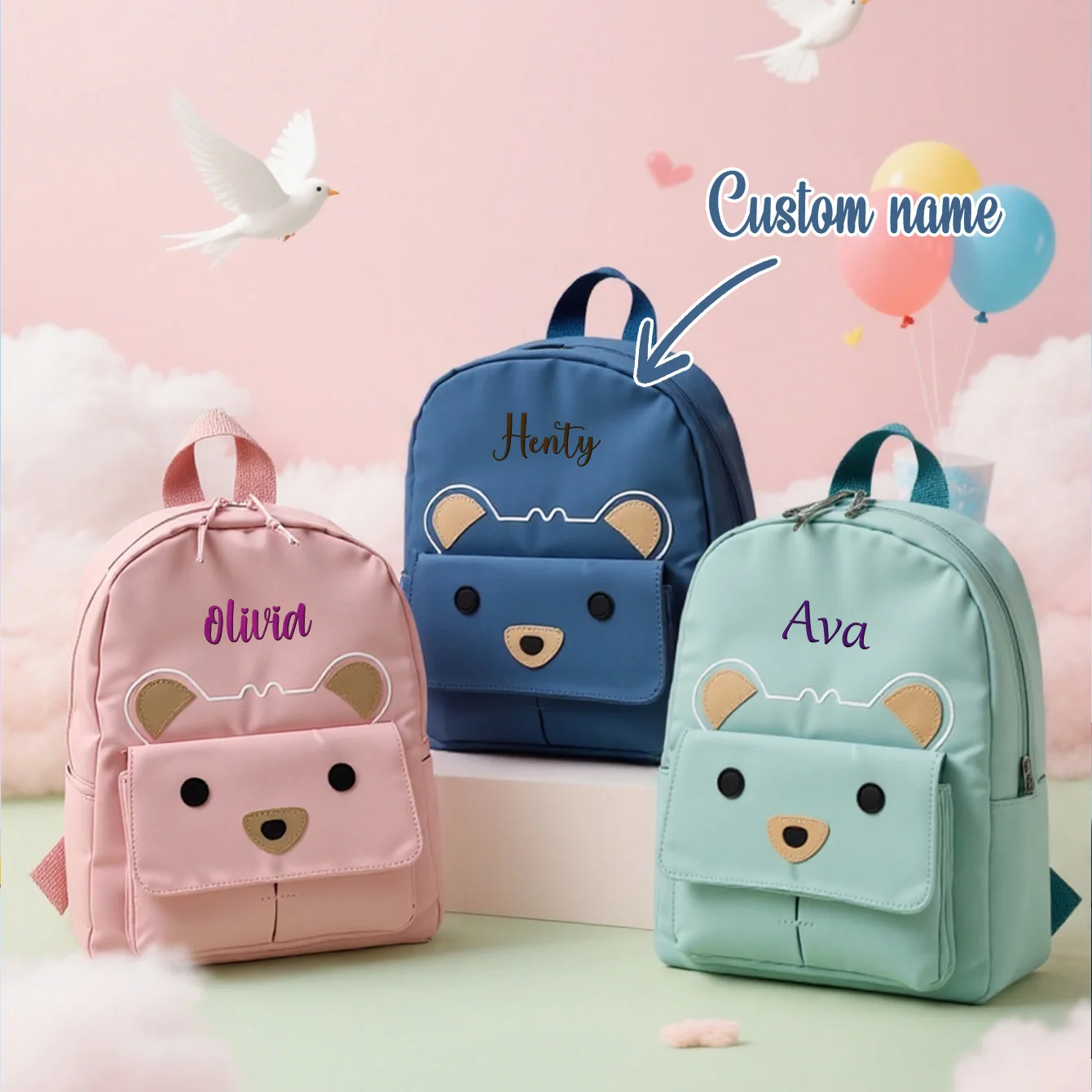 Adorable Bear-Inspired Backpack with Personalized Embroidery and Spacious Interior for Autumn Adventures and Everyday Use