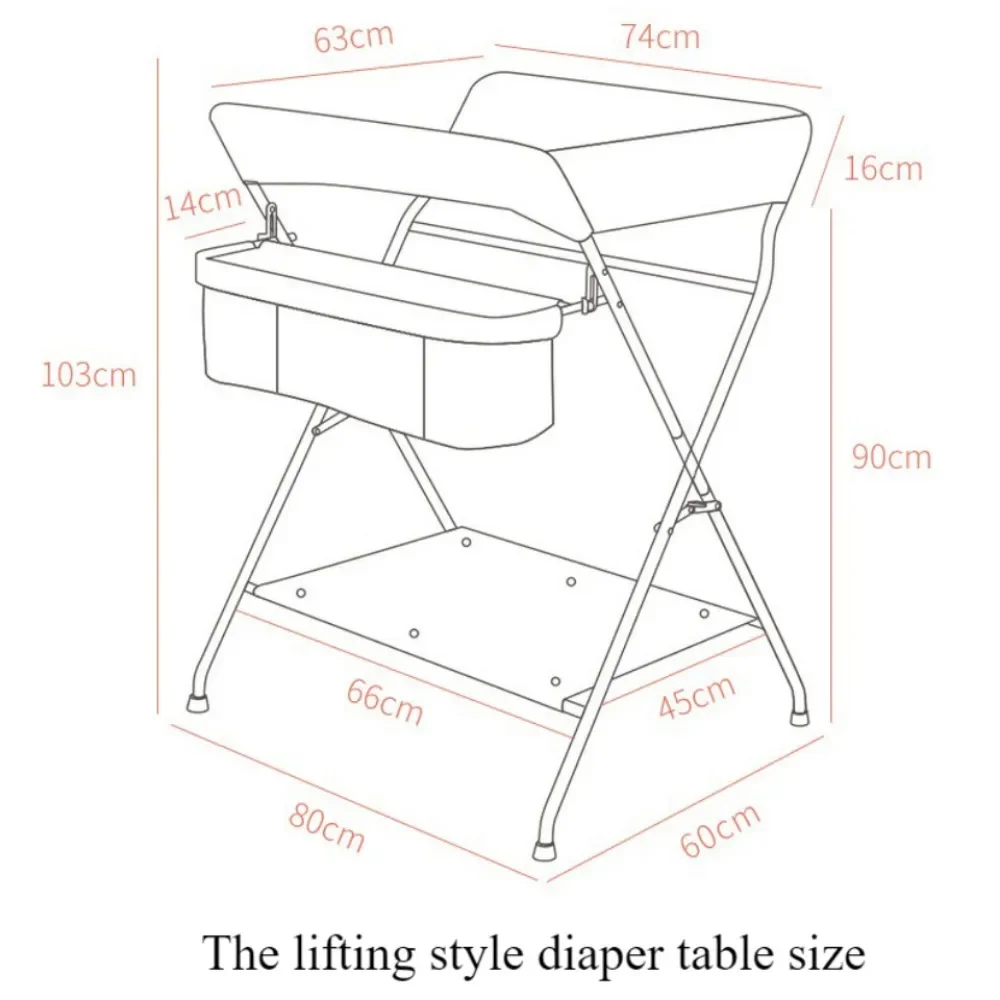Diaper Care Baby Changing Table Height Adjustable Folding