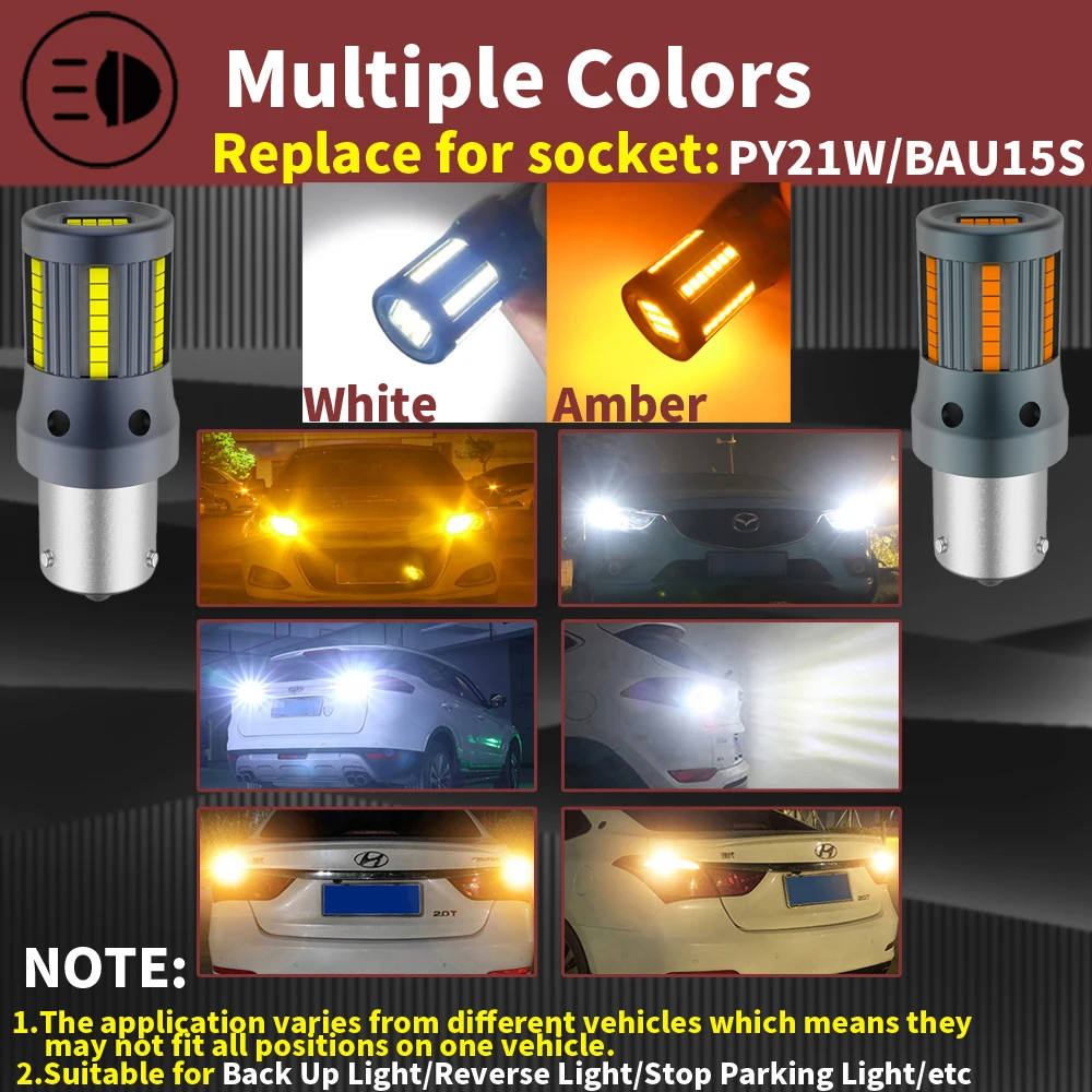 2Pcs BAU15S LED Canbus Amber White PY21W P21W LED Bulb Error Free No  Hyperflash Car Turn Signal Light Indicator Lamp 6000K - AliExpress