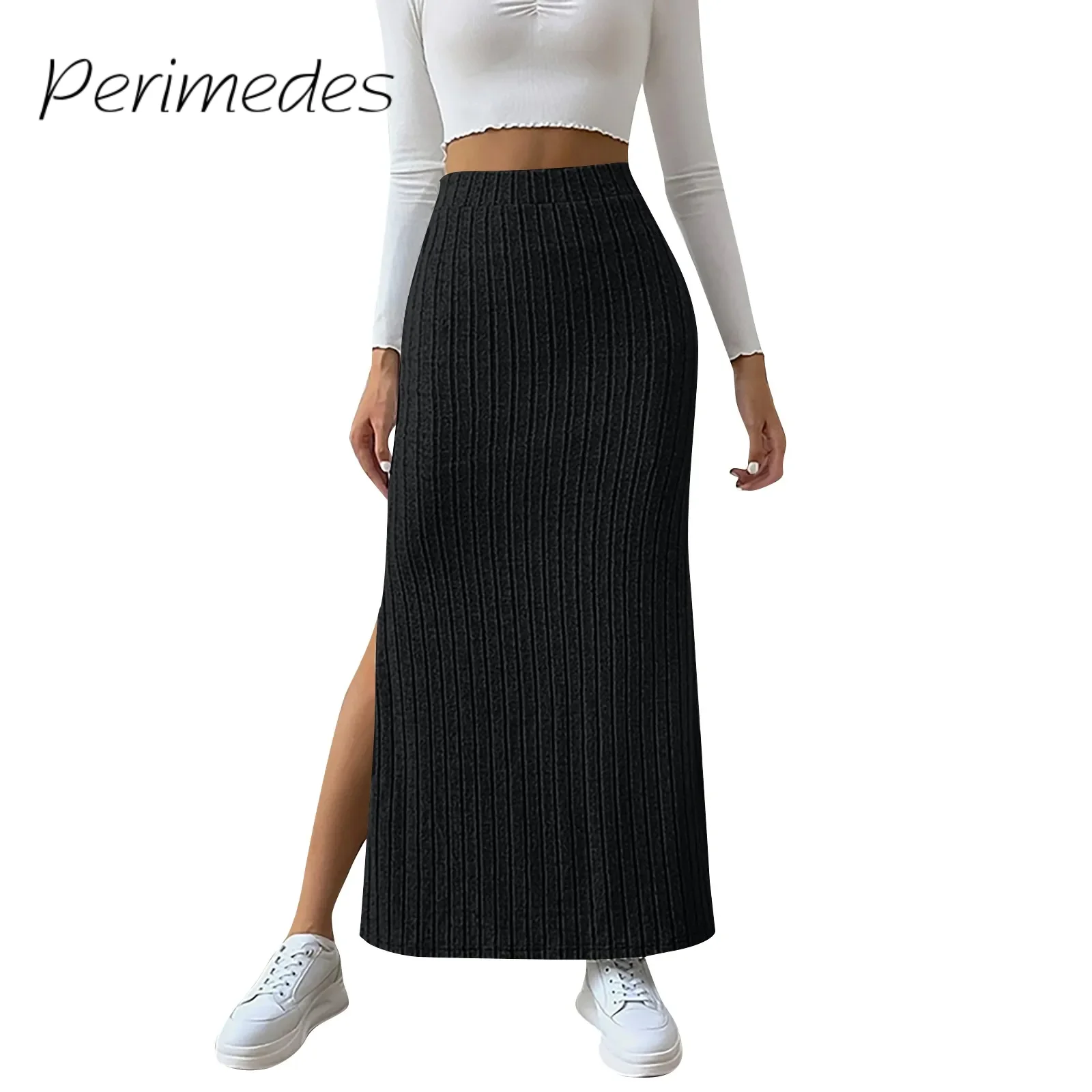 

Summer Ladies Skirts High Waisted Hip-Hugging Side Slit Skirts Slim Knitted Striped 2024 Summer Skirts Temptation Fashion Traf