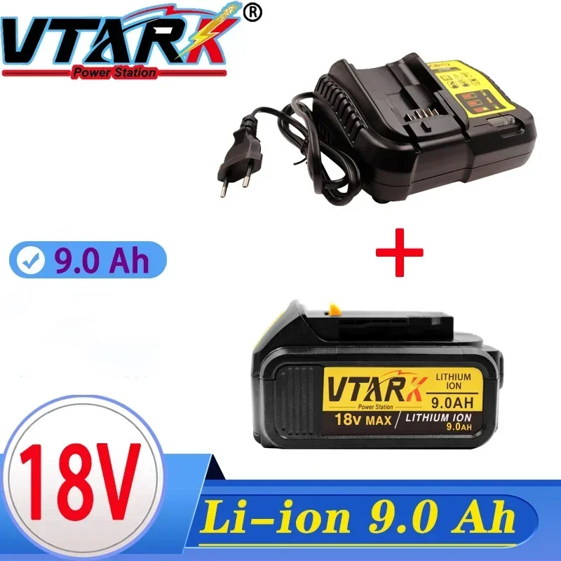 

18V 9.0Ah MAX XR Battery Power Tool Replacement for DeWalt DCB184 DCB181 DCB182 DCB200 20V 5A 18Volt 18 V Battery with Charger.