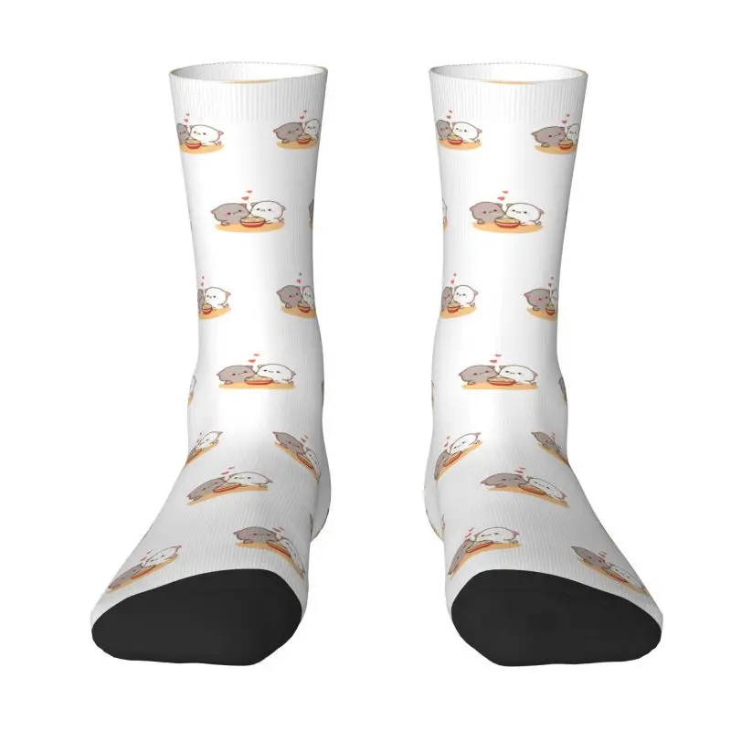 

Peach And Goma Mochi Cat Eating Ramen Men Women Crew Socks Unisex Funny Spring Summer Autumn Winter Dress Socks