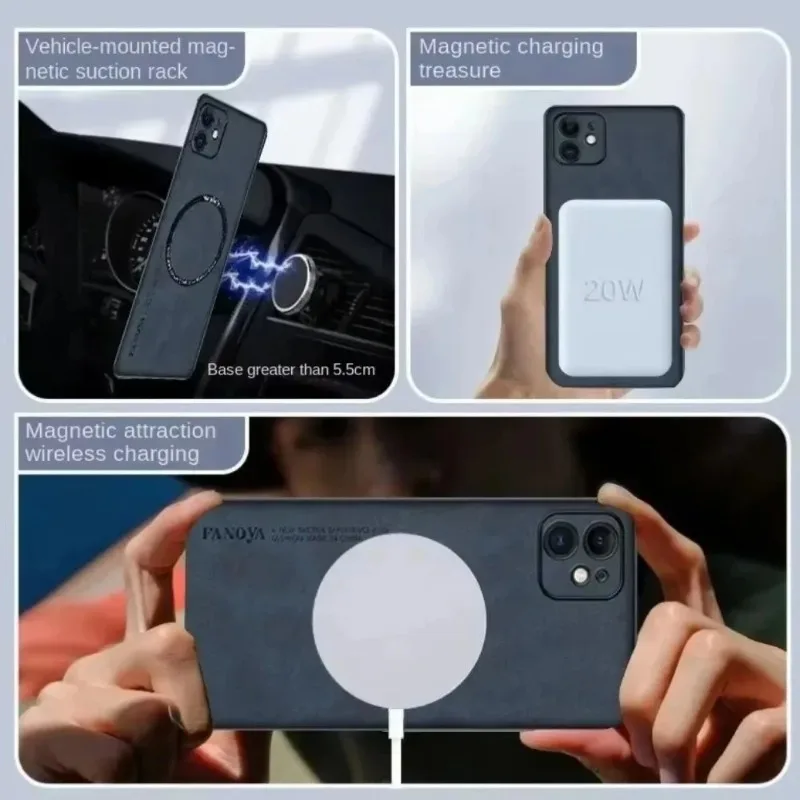 Sheepskin Leather Magnetic Wireless Charging Shockproof Case - Magsafe Cover