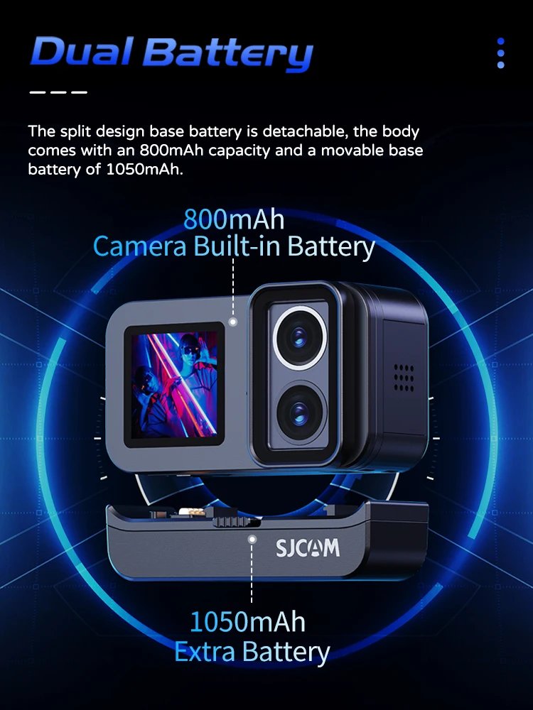 SJCAM SJ20 듀얼 렌즈 듀얼 카메라 4K 액션 카메라 방수 5G WiFi 터치 스크린 액션 캠 카메라 스포츠 헬멧 2024 년 신규