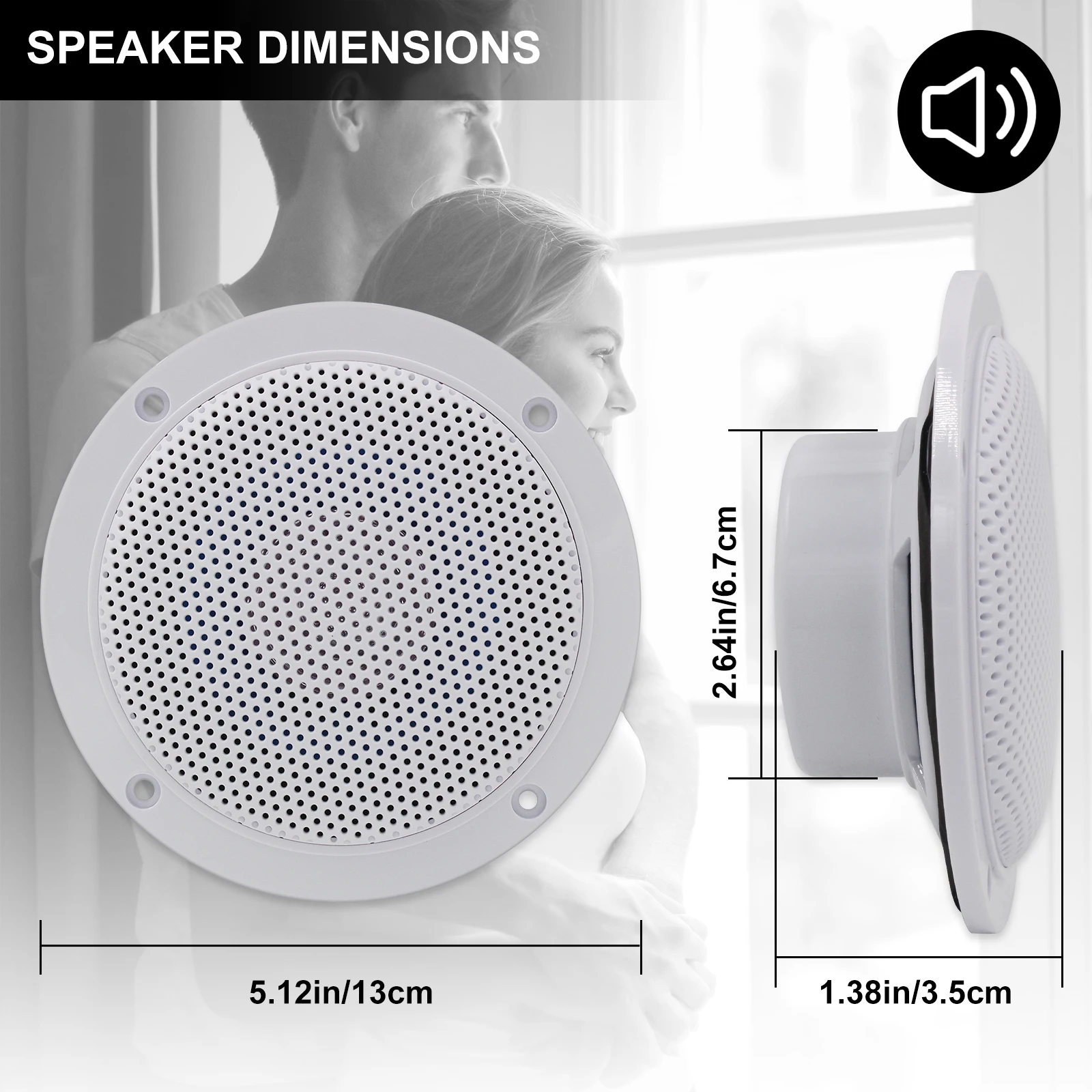 4 Inches Waterproof Marine Bluetooth Ceiling Speakers For Bathroom Kitchen Home Outdoor Camper Golf Cart Boat With Flush Mount