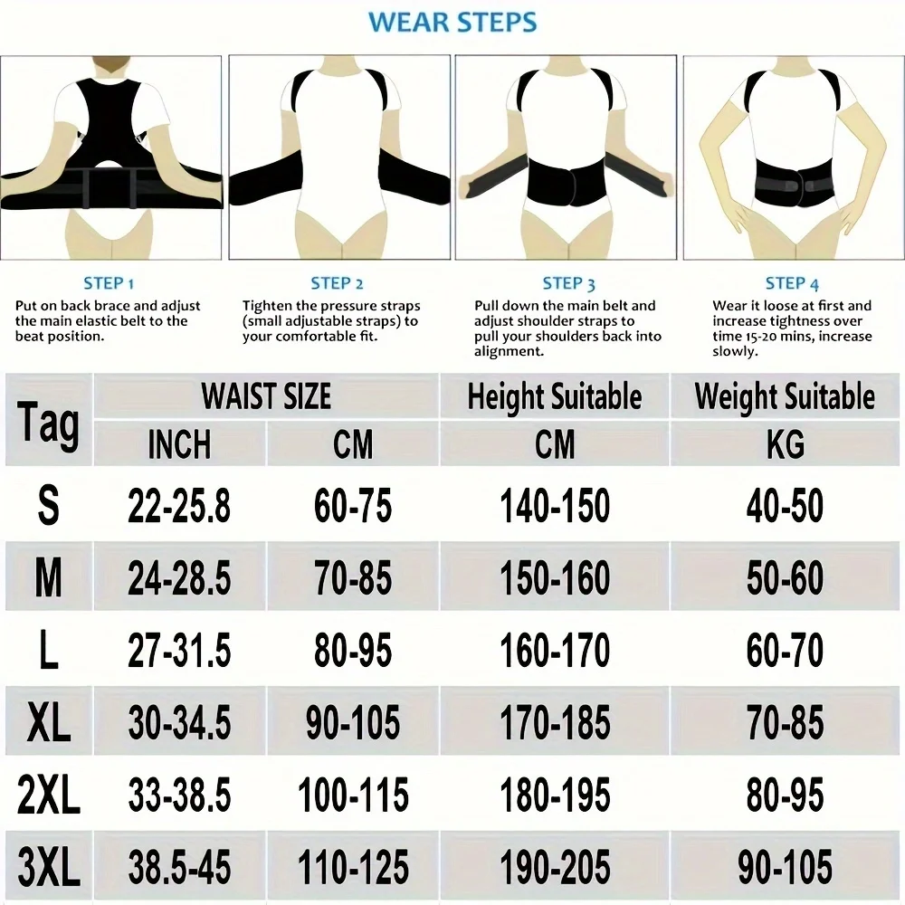 Support Back Brace Posture Corrector for Women and Men with Magnetic Therapy Adjustable Full Back Straightener
