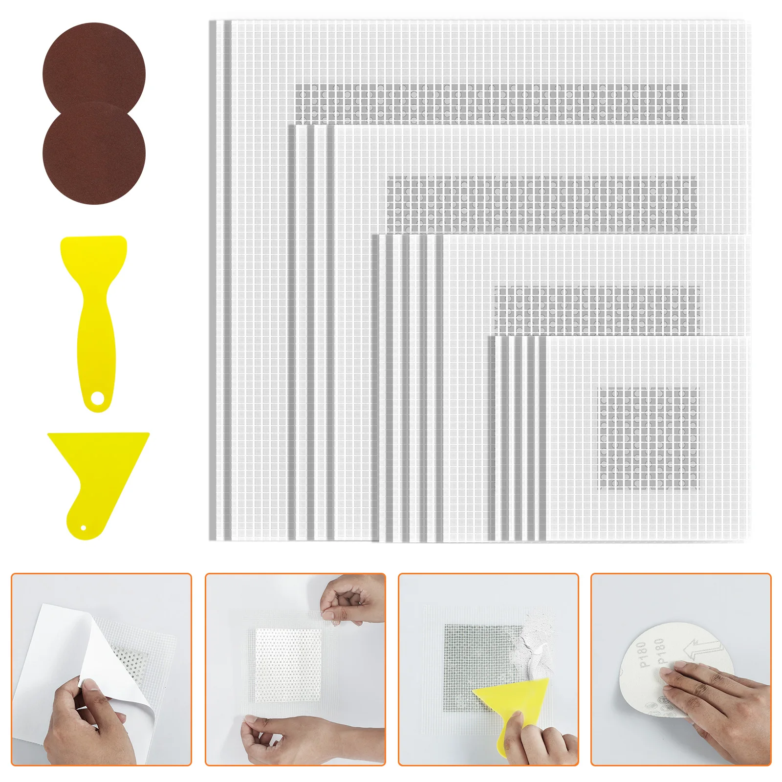 

19Pcs Mesh Wall Repair Patch Adhesive Fix Net Drywall Hole Ceiling Plaster Damage Aluminum Plate Repair Patch 2/4/6/8 Inch