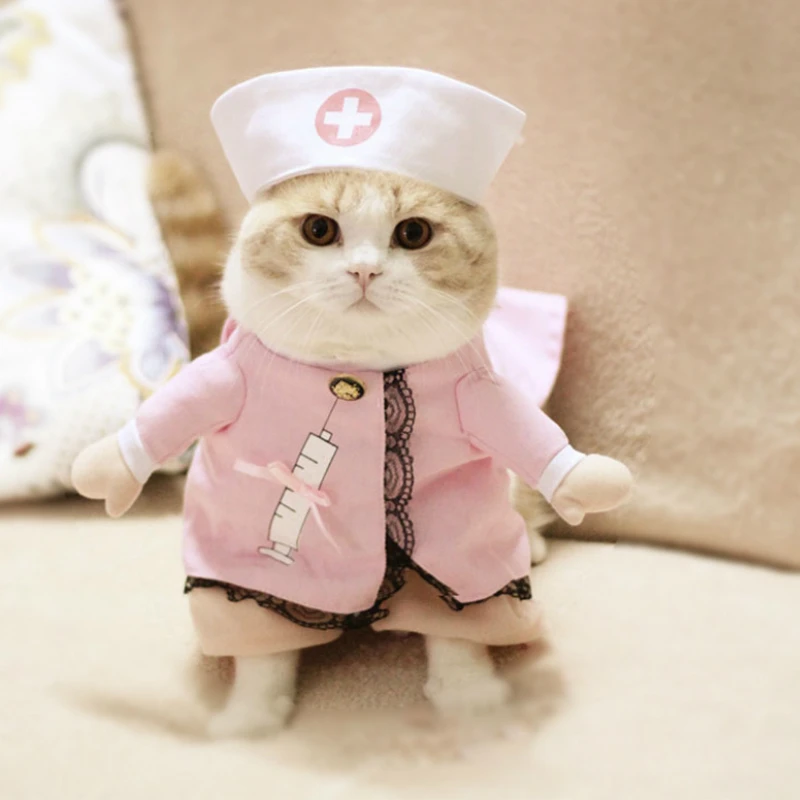 Funny Pet Nurse Costume Transform Your Dog & Cat Into Adorable Medical Staff Teddy Poodle Bulldog Cosplay Outfit