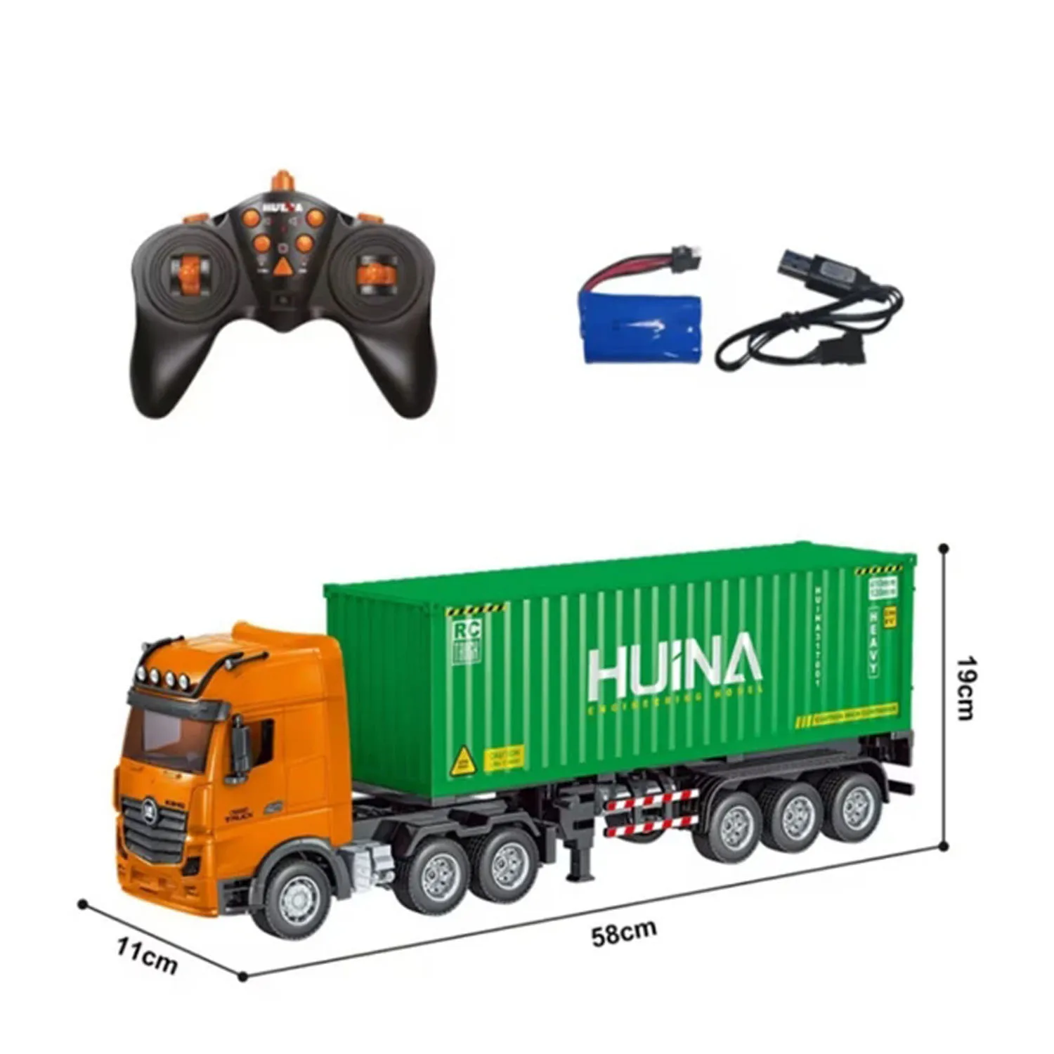 2.4G RTR Huina 1317 1/18 스케일 RC 트랙터 자동차 장난감 컨테이너 트레일러 트럭 9CH 원격 제어 자동차 모델 소년 선물 TH24251