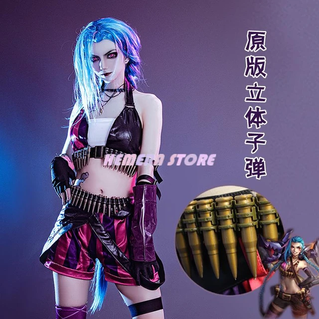 LoL Jinx fantasia de cosplay feminina, roupas uniformes, terno