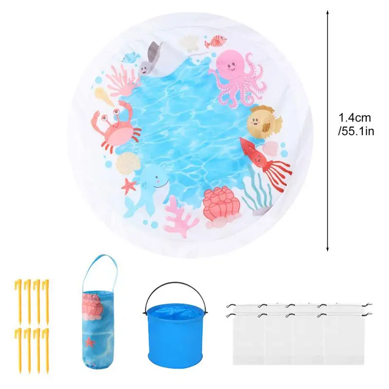 Beach Puddle Pool Toddler Beach Blanket Paddling Pool with Carrying Bag Summer Outdoor Water Play Toy for Beach Picnic