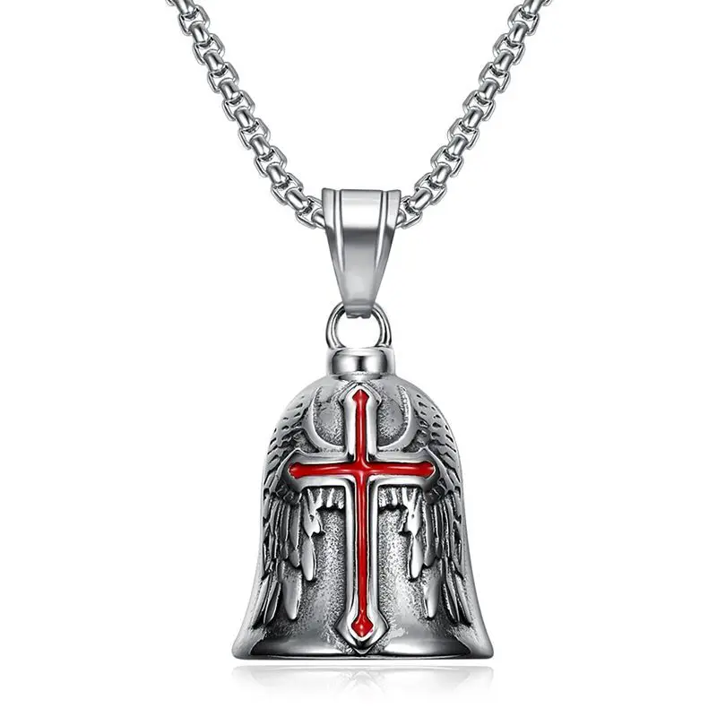Angel wings Crusader bell pendant