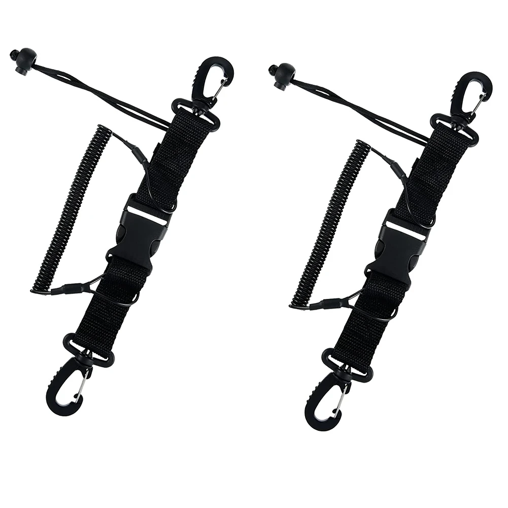 

2 Pcs Scuba Diving Lanyard Steel Spring Coiled Lanyard Camera Lanyard with Quick Release Buckle Diving Clips