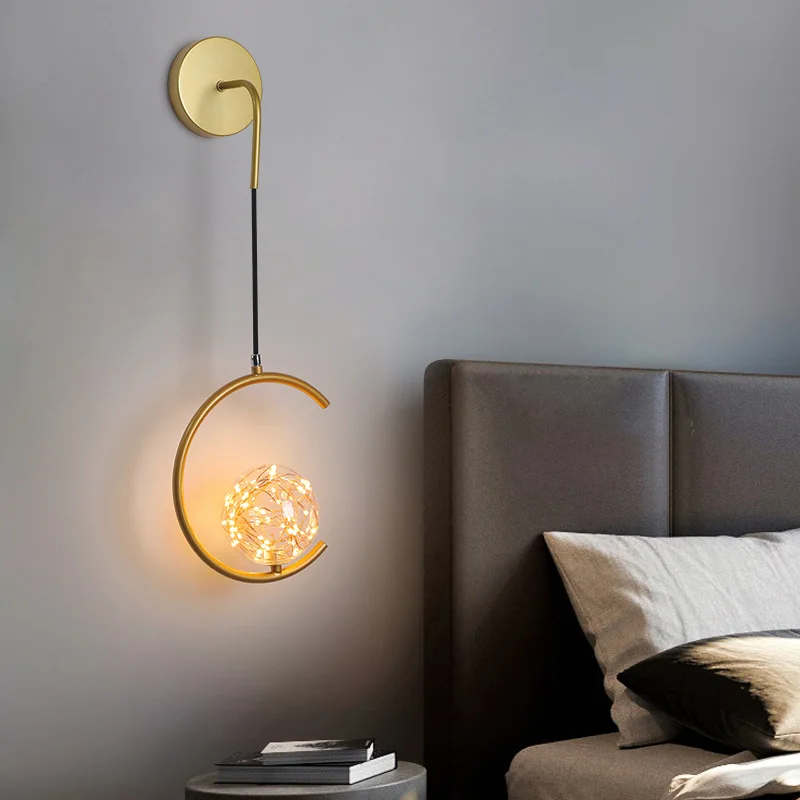 

Modern Minimalist Led Wall Lamp Bedroom Bedside Lamp Light Luxury Living Room Background Lamp Nordic Starry Aisle Wall Lamp E27