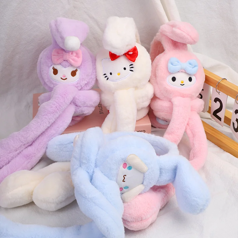 Cache-oreilles en peluche Anime Sanurgente avec oreilles mobiles, cache-oreilles chauds, antigel, Kuromi, My Melody, PomPomPurin, hiver, nouveau