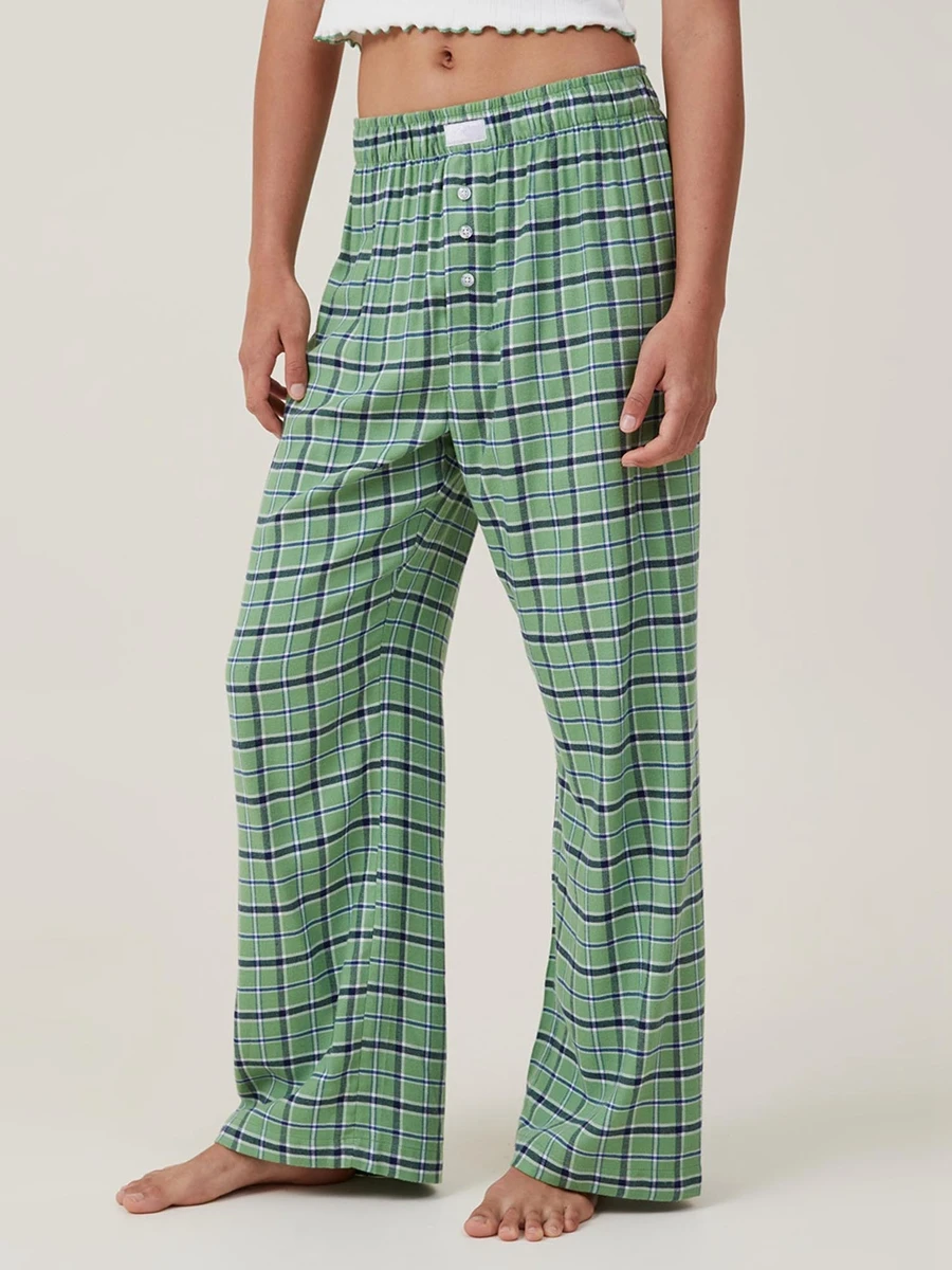

Женские полосатые брюки для отдыха Y2K, повседневные Прямые длинные пижамные штаны с эластичной высокой талией и широкими штанинами, уличная одежда