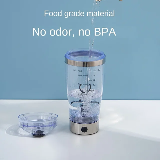 450/600ML Electric Shaker Cup Lazy Stirring Cup Coffee Cup Stainless Steel Protein Powder Sports Fitness Water Cup 5