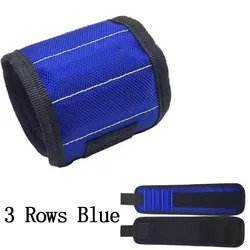 Magnetic Wristband with Strong Grip for Tool and Nail Storage (Three rows of blue)