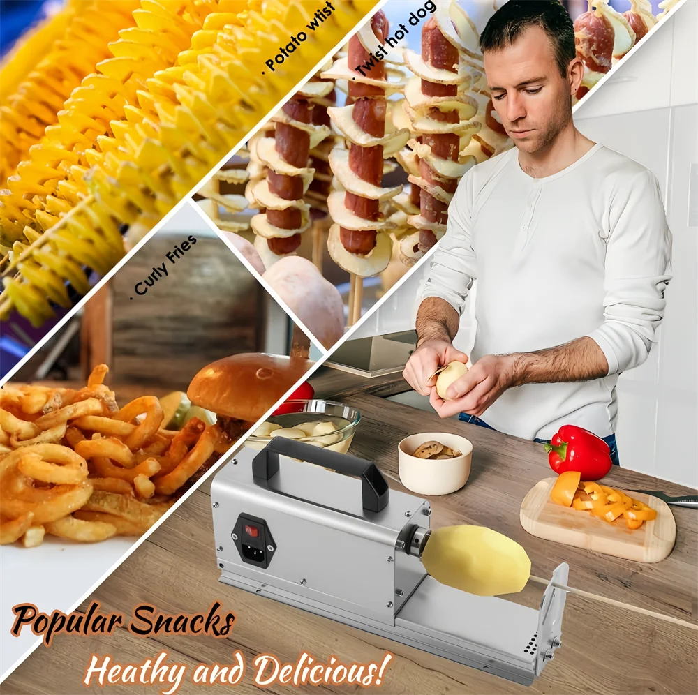 Electric 3 in1 Tornado Potato Cutter Curly Fries Twist Hot Dog Potato Twister 110/220V Spiral Potato Cutting Machine