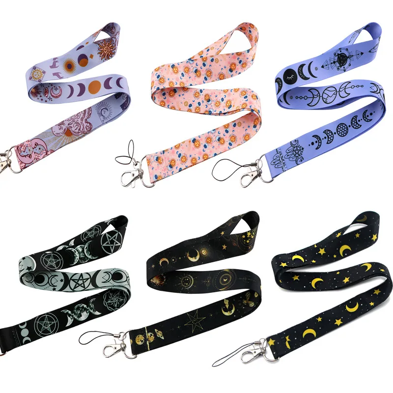 Sun Moon Goddess Mobile Phone Lanyard Card Cover Accessories Bus Card Student Work ID Hard Shell Protective Cover couples lanyard,hanging neck strap