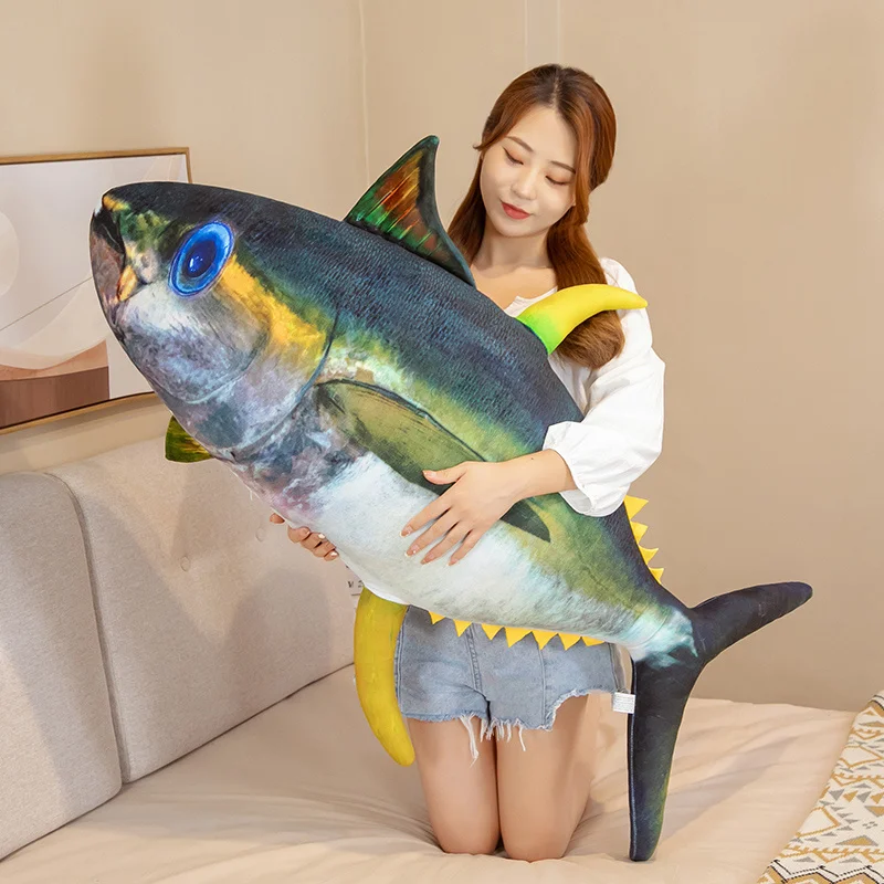 Simulation Tuna Fish Plush Toy Stuffed Soft Animal Big Size Fish Plush  Pillow Cute Sofa Pillow Cushion Kids Girls Gift Decor