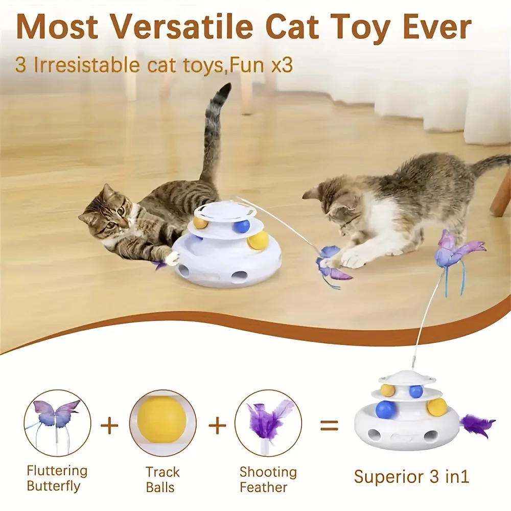 Game Props, Feather Cat Teaser Stick, Rotating Ball For Multiple Pets