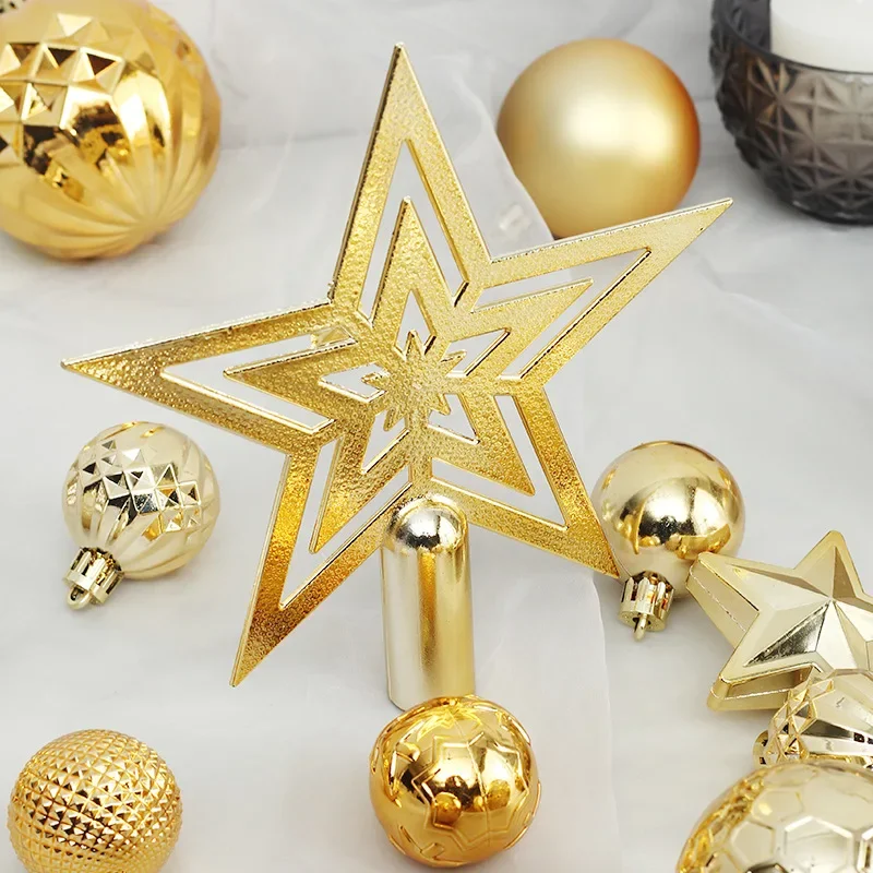 45PCS 4/6/8CM Tree Top Star Christmas Ball Christmas Tree Pendant Set Pack Christmas Decorations 2025 New Year Navidad Gifts LIJ