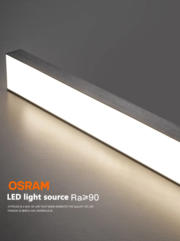 Led restaurant lamp Nordic long strip minimalist dining table lamp creative dining room bar lamp office simple modern chandelier 6