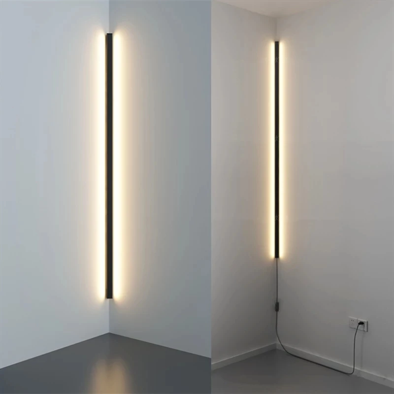Lámpara de pared LED de esquina minimalista moderna para interior, candelabro de pared de línea Simple, lámpara de mesita de noche dormitorio de escalera de fondo|Lámparas LED de pared de interior| -