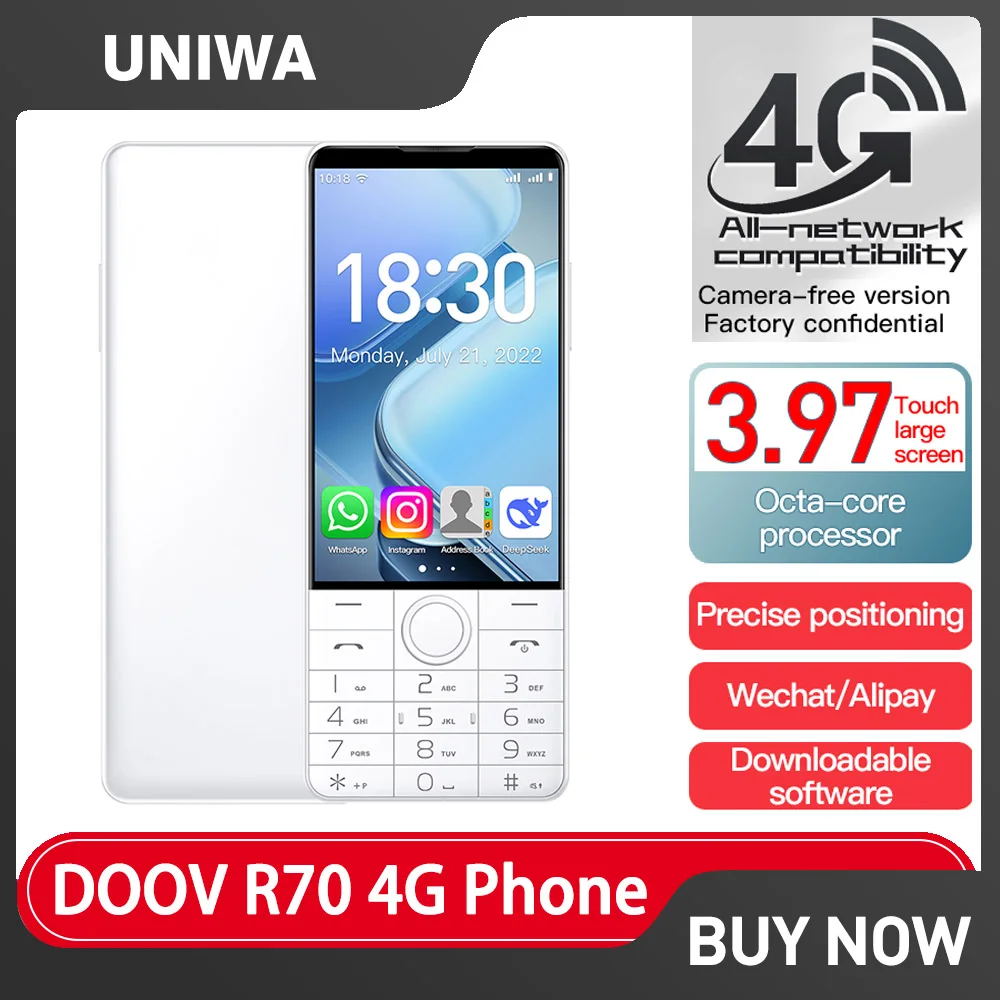 Doov R70 DOOV R70 4G 터치 키보드 구글 휴대폰 4인치 IPS 화면 6GB+128GB 안드로이드14 16MP 2120mAh 왓츠앱 ...