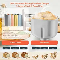 Bread Maker, 19-in-1 Automatic Bread Machine Stainless Steel with  Pan,15H Timer&1H Keep Warm, Sourdough 2