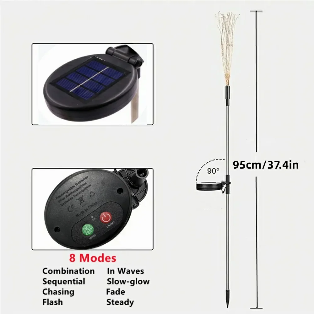 Description Picture 4 of item1Pcs LED Solar Firework Lights Outdoor Waterproof Solar Garden Fairy Lamp For Lawn Pathway Patio Yard Party Christmas Decoration