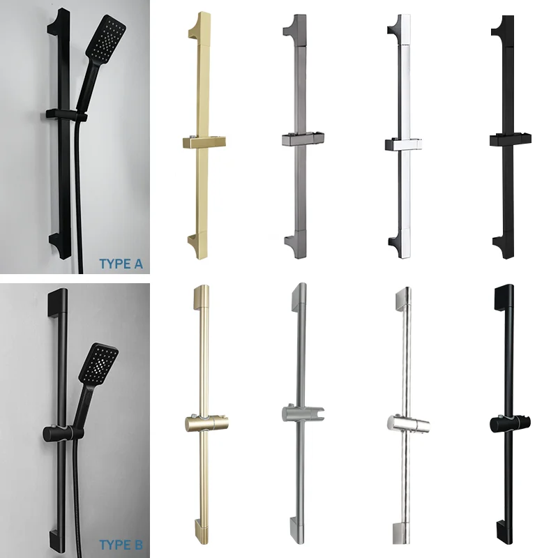Chrome Brushed Gold Matte Black Gray Sliding Manual Shower Sliding Rod Connector 3-Function Handheld Hose Bathroom Accessories Shower Hose Connector