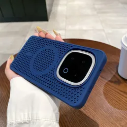 Magsafe Honeycomb Breathable Case - Simple Matte Solid Color Silicone Bumper Cover for Vivo Iqoo 13 (Royal Blue)