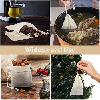 100/50/10Pcs Reusable 6x8cm/8x10/10x15cm/15x20cm/20x25cm/25x30cm/30x40cmcm New Cotton Muslin Drawstring Bags for Soap Herbs Tea 2