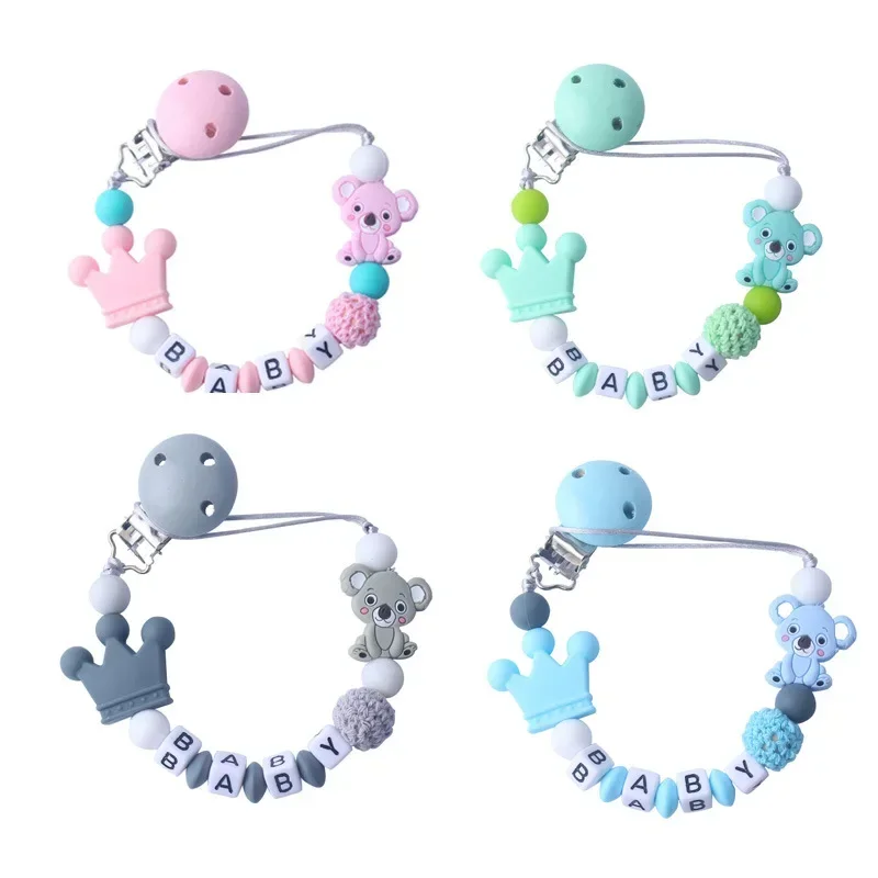 

Kids Silicone Pacifier Clips Chain Nipple Cute Koala Shaped Teether Leashes Holder Soothing Gum Toddler Toys Baby Shower Gifts