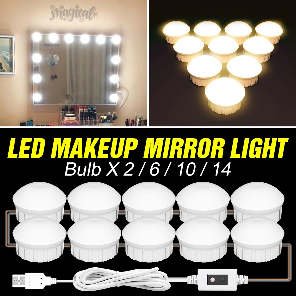 Lampe LED à intensité variable pour miroir de maquillage, lumière