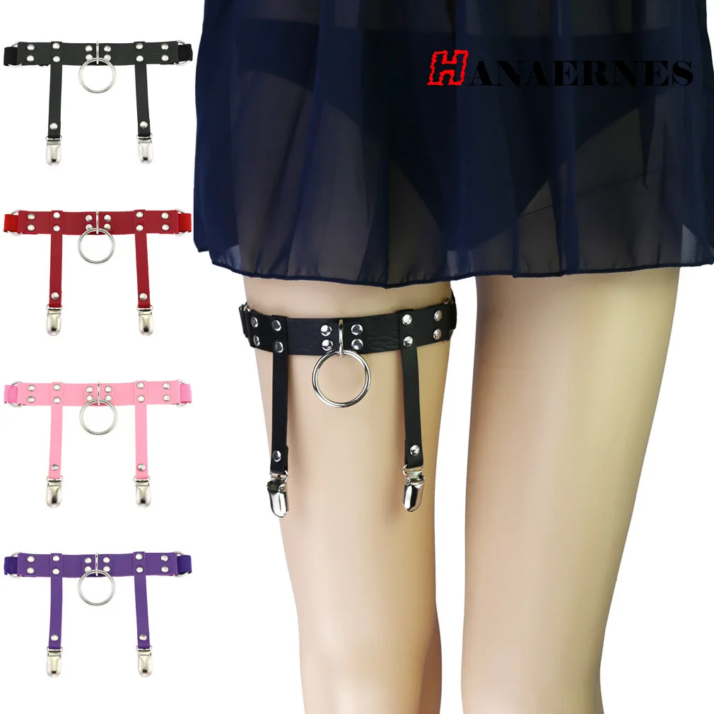 

Trend Explosions Japan and South Korea Harajuku Soft Girl O-ring Ring Garter with Punk Leather Elastic Thigh Ring