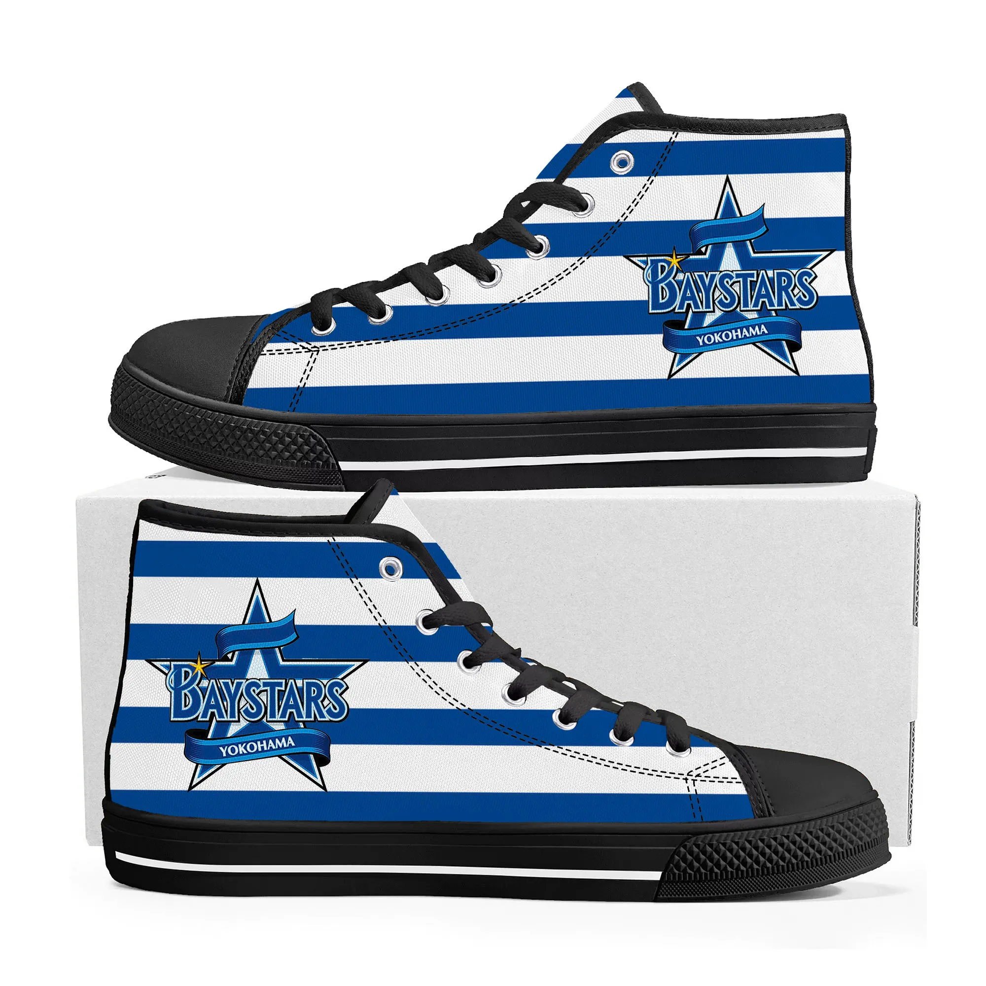 

ベイスターズ Yokohama BayStars baseball High Top Sneakers Mens Womens Teenager Canvas High Quality Sneaker Casual Custom Made Shoes