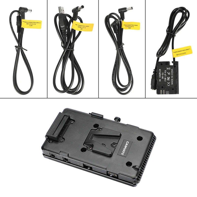 CAMVATE V Mount Quick Pelease Plate Power Splitter Adapter Camera Battery Plate With Belt Clip For DSLR Camera Monitor