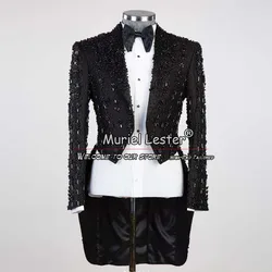 Exquisite Men's Suit Jackets Metallic Jewelry Ornament Prom Blazers Formal Party Groom Tuxedos Outwear Blazck Man Coat Bespoke